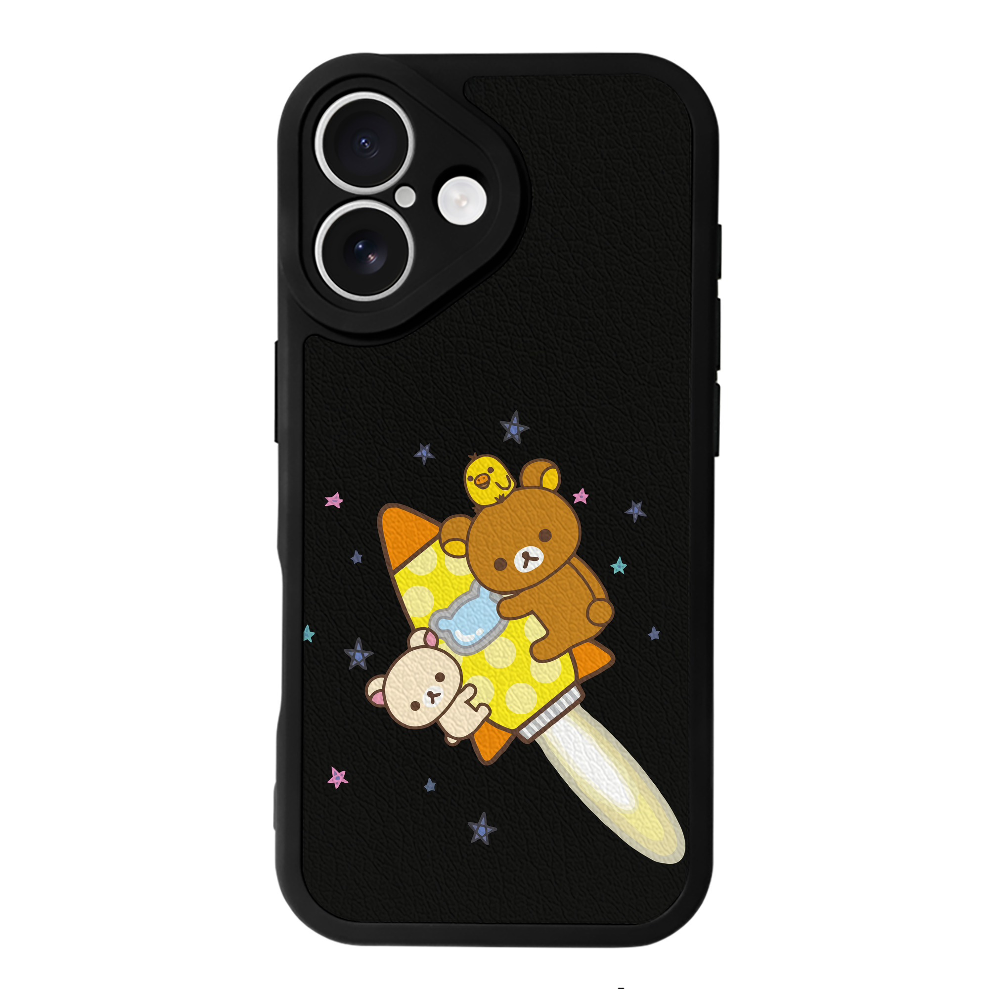 （画像用） リラックマ リラックマ キイロイトリ Rilakkuma Korilakkuma Kiiroitori 【iPhone 16シリーズ対応】シリコンスマホケース（レザー調） 材質：シリコン